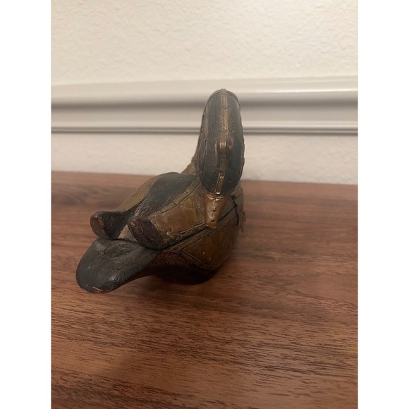 Vintage Sankofa Swan Trinket Box Brass Copper Afrocentric Decor - Picture 2 of 12